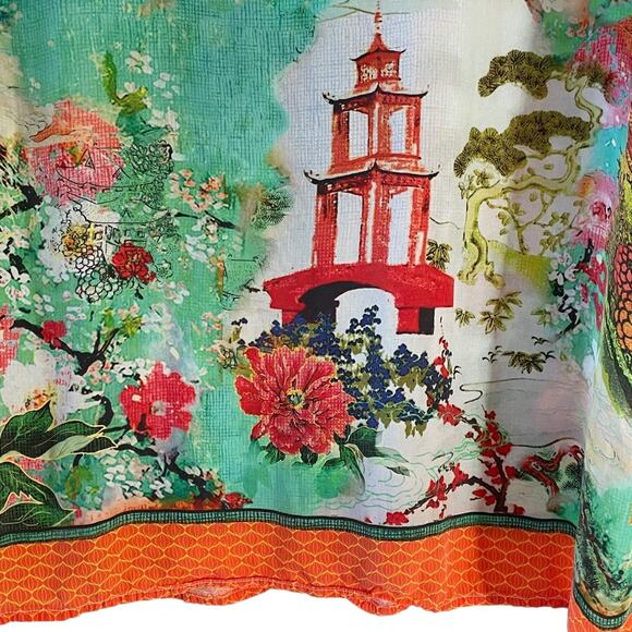 CITRON SANTA MONICA Size Large Chinese Pagoda Tie Dye Button-Up Long Sleeve Top - Picture 7 of 9